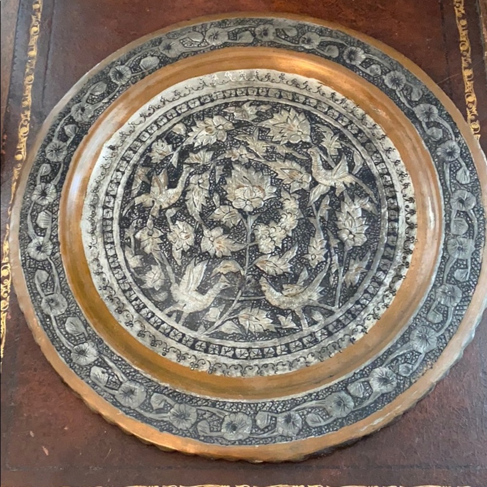 Antique Large Metal Tin Wall Plate
